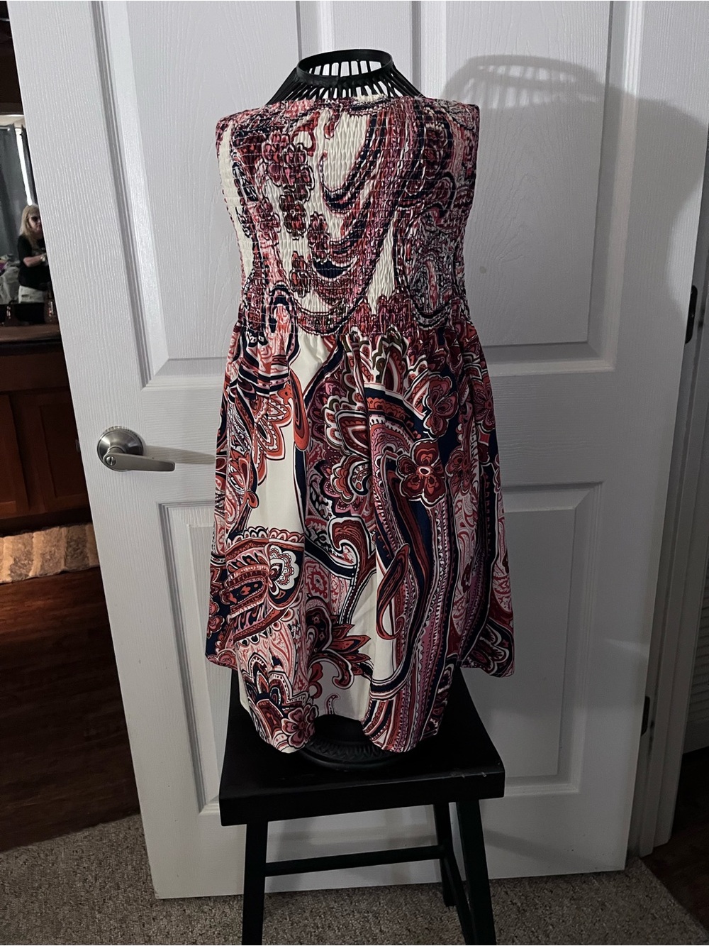 Paisley Halter Sundress in Cream, Pink & Navy - Women